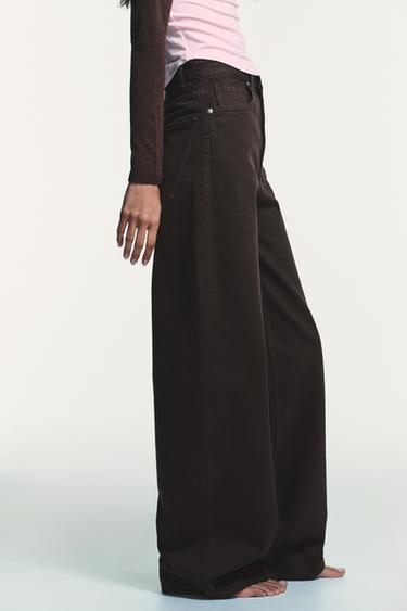 JEAN TRF EXTRA WIDE LEG TAILLE HAUTE - Marron de Zara - Image 4
