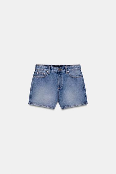 PANTALONS CURTS Z1975 MOM FIT MID WAIST - Blau de Zara