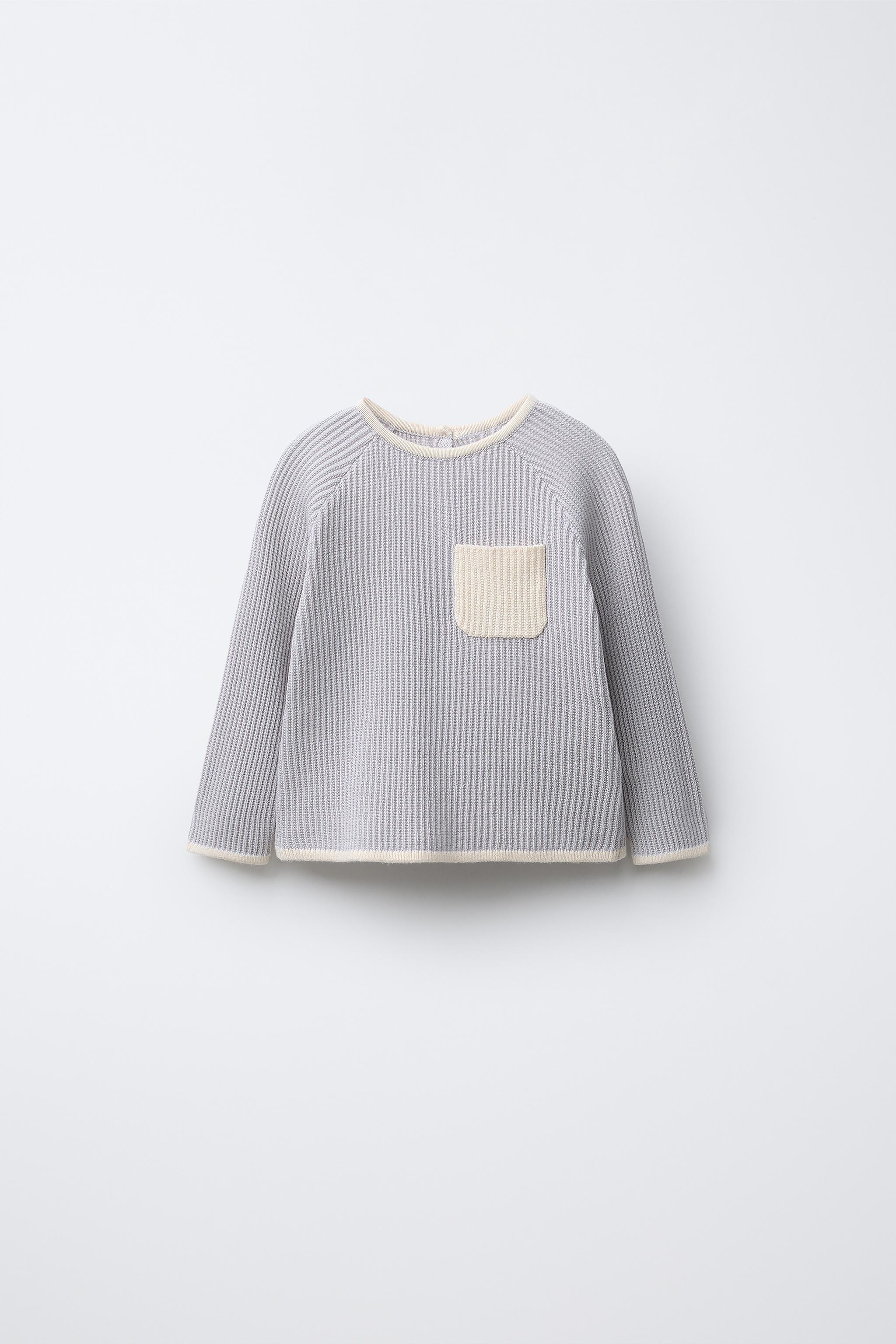 コントラストトリムセーター - 空色 | ZARA Japan / 日本
