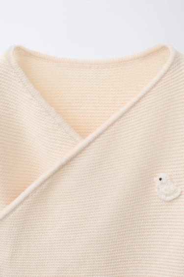 KIMONO EN MAILLE CANARD BRODÉ - Crème de Zara - Image 2
