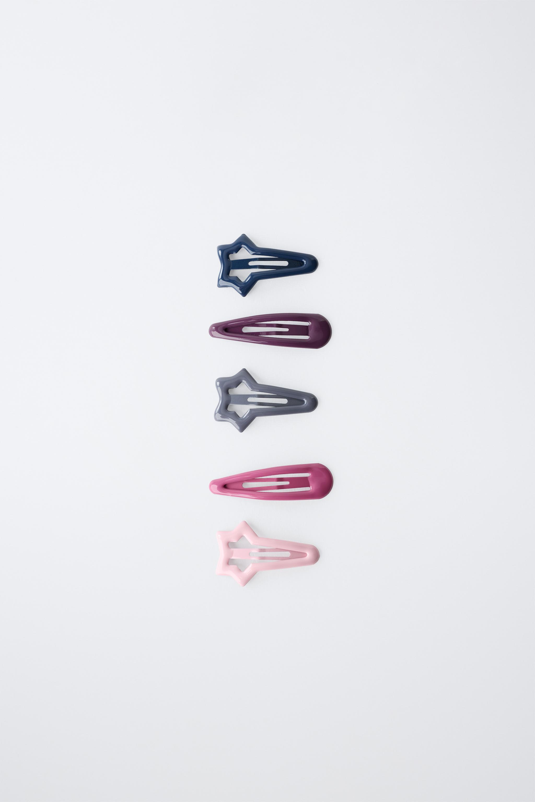 FIVE-PACK OF STAR HAIR CLIPS — Multicolored