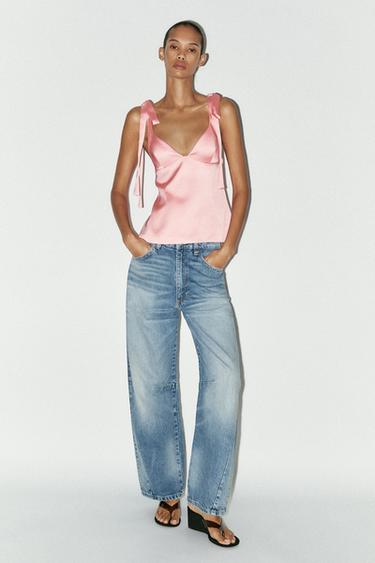 SATIN TOP WITH BOWS - Bubble gum by Zara - Image 0