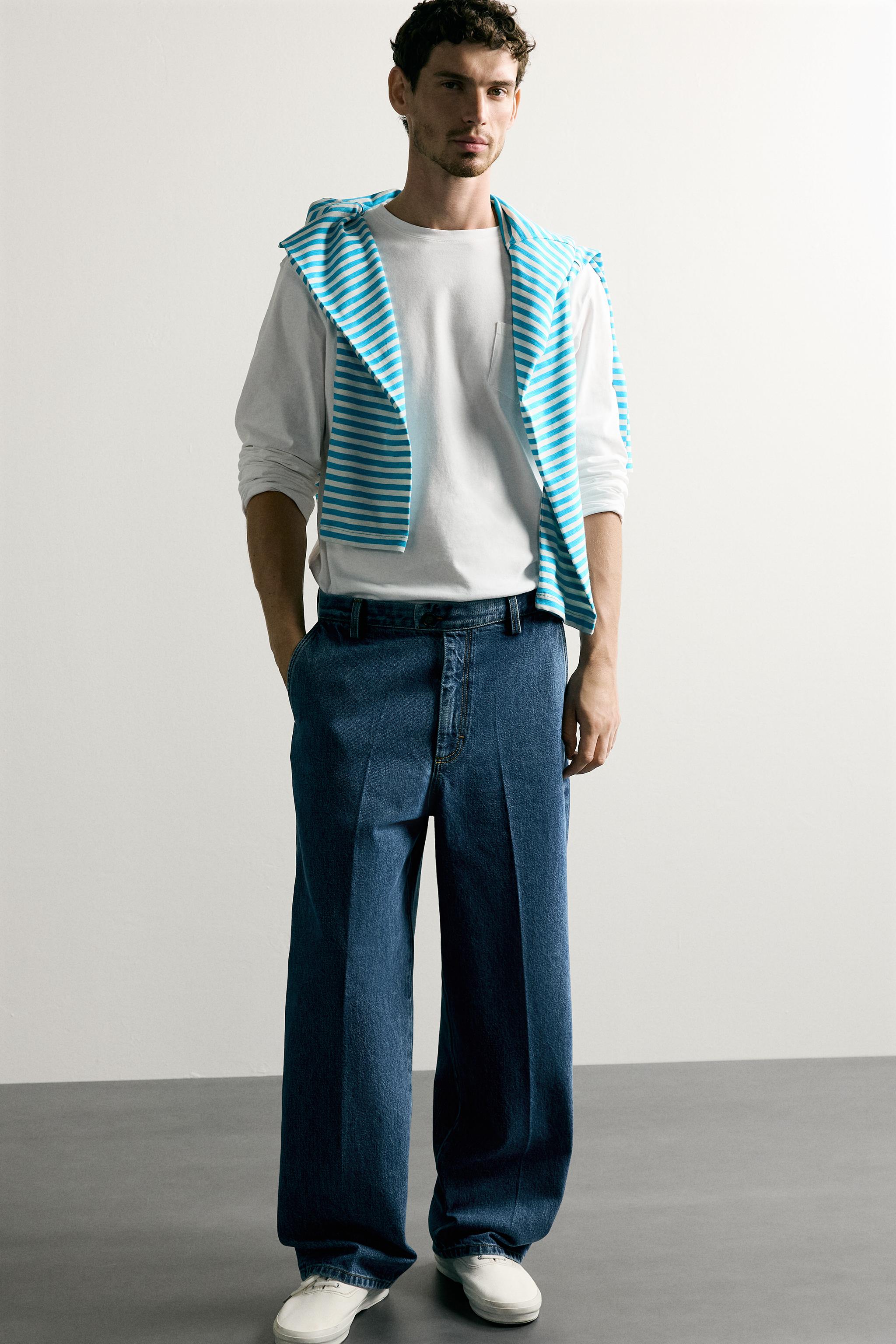 REGULAR FIT DENIM CHINO TROUSERS