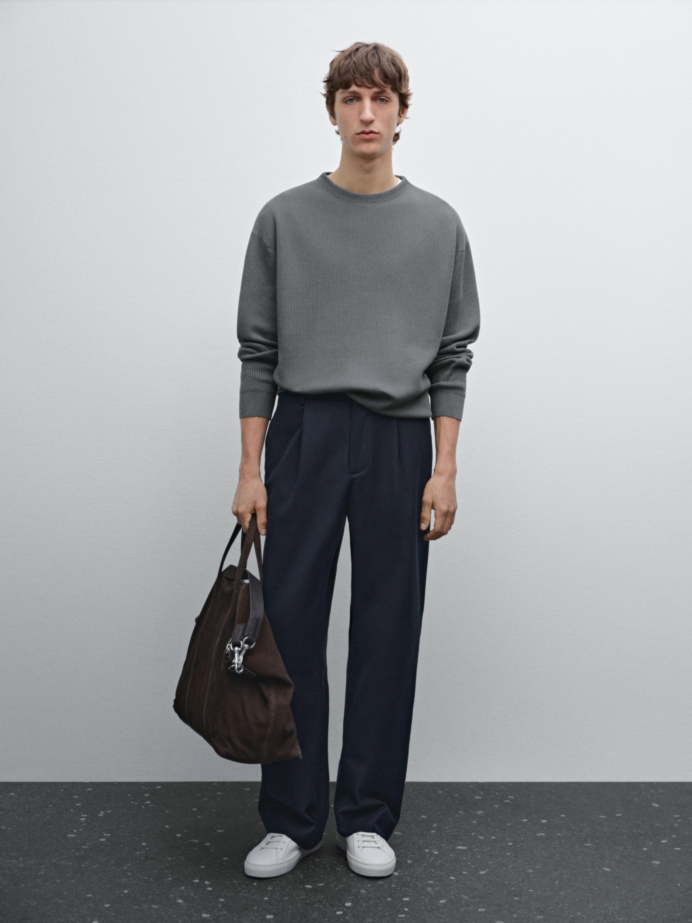 Mock turtleneck knit sweater - Blue marl | ZARA United States