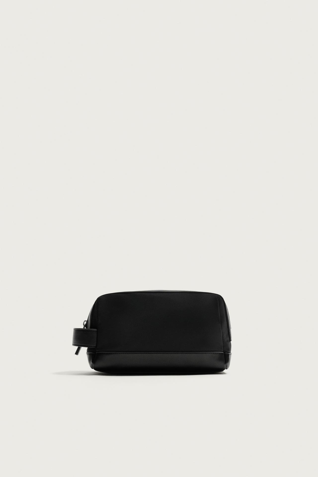 COMBINED NYLON TOILETRY BAG — Black