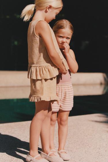 TIMELESS - TOWELLING T-SHIRT WITH RUFFLES - Sand by Zara