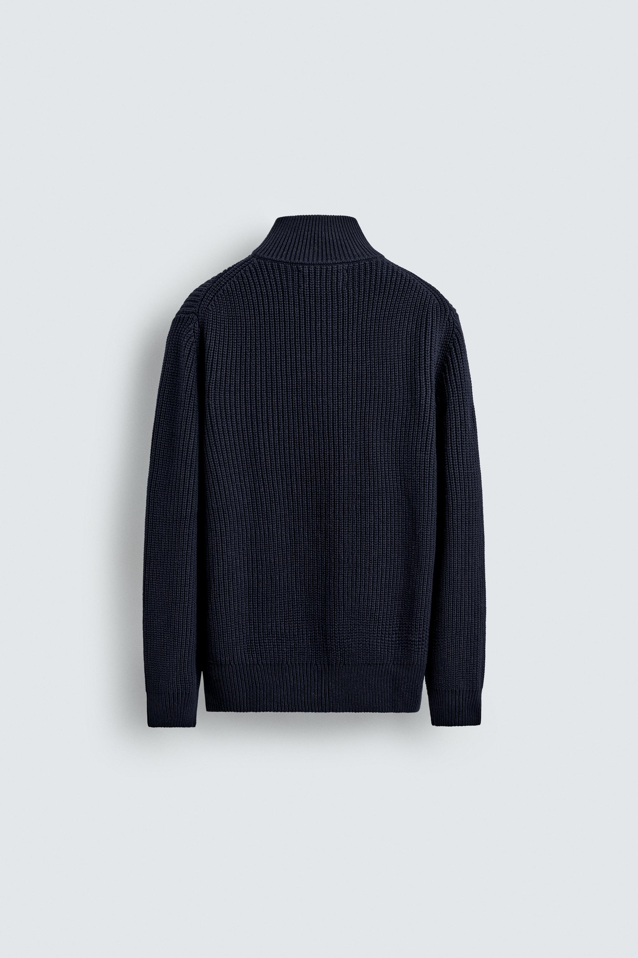 PURL KNIT QUARTER-ZIP SWEATER - Navy blue | ZARA South Africa