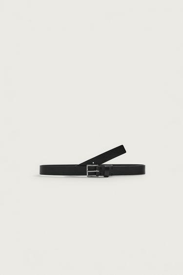 CINTURÓN PIEL GRABADA - Negro de Zara