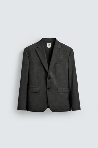 AMERICANA DE VESTIT AMB ESTRUCTURA DE MESCLA DE LLANA - Gris vigoureux de Zara - Imatge 0