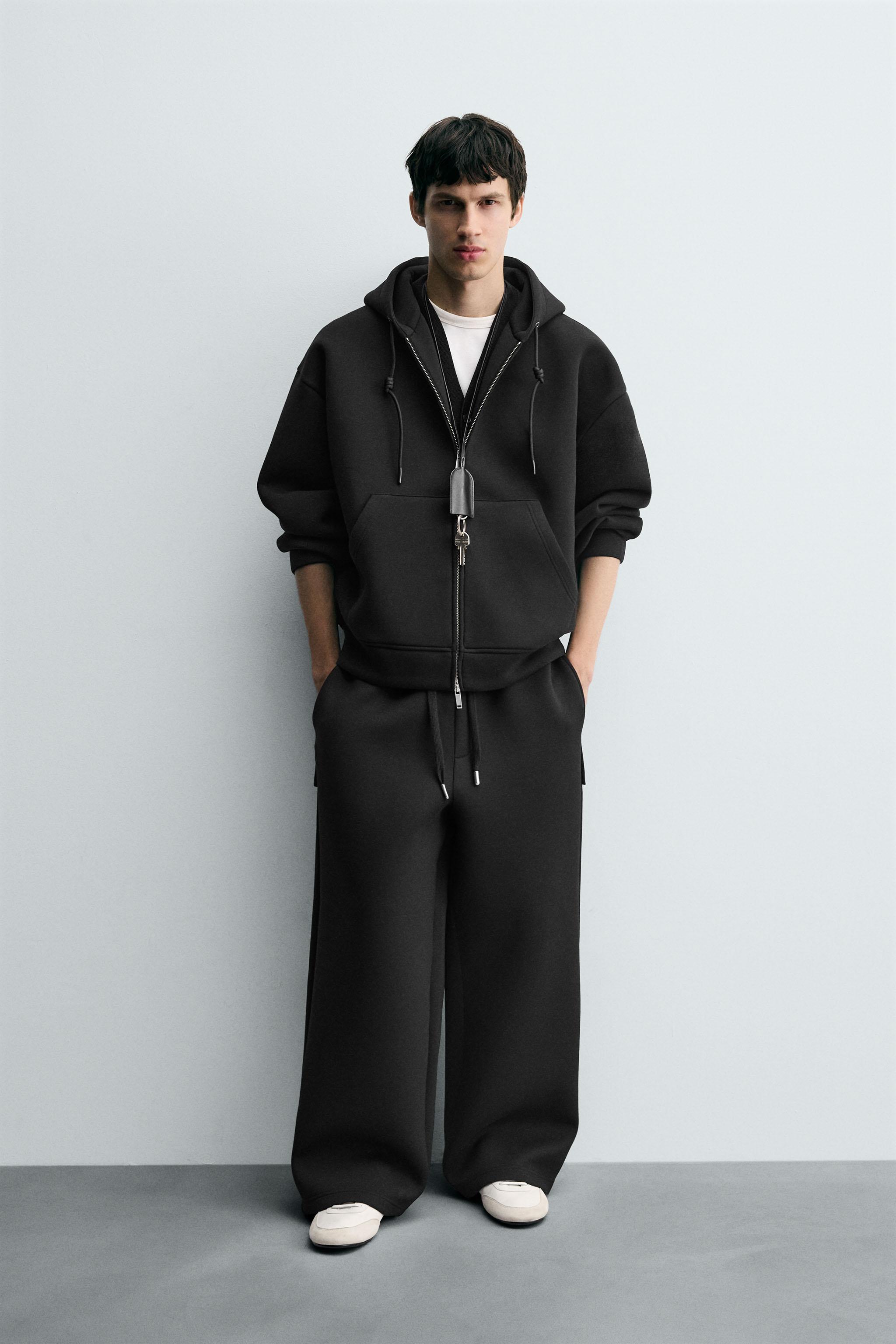 お値下げ～ZARA　セットアップ ネオプレン風 リラックスフィット フード付きスウェット