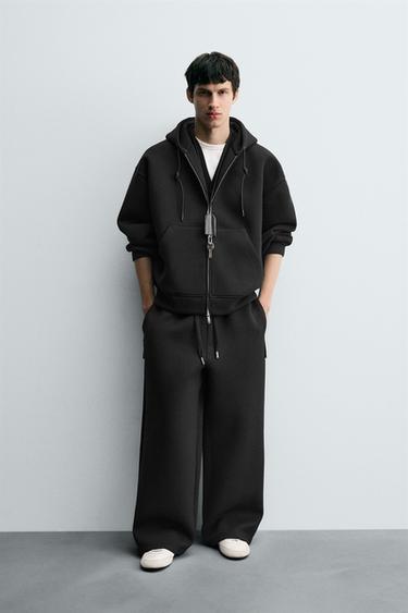 PANTALON INTERLOCK COUPE AMPLE - Noir de Zara