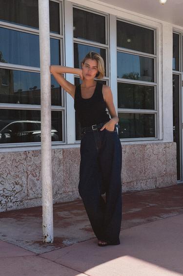 BASIC PLAIN KNIT TOP - Black by Zara - Image 1