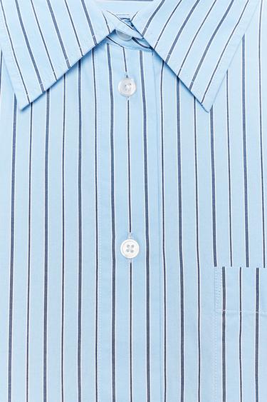 CHEMISE OVERSIZE EN POPELINE RAYÉE - Bleu / Bleu marine de Zara - Image 10