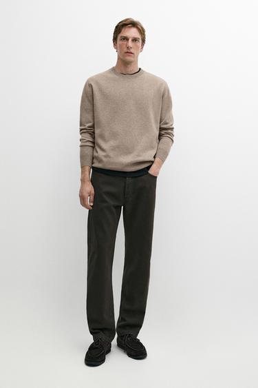 Zara Wool blend round neck knit sweater - Mink - Image 0