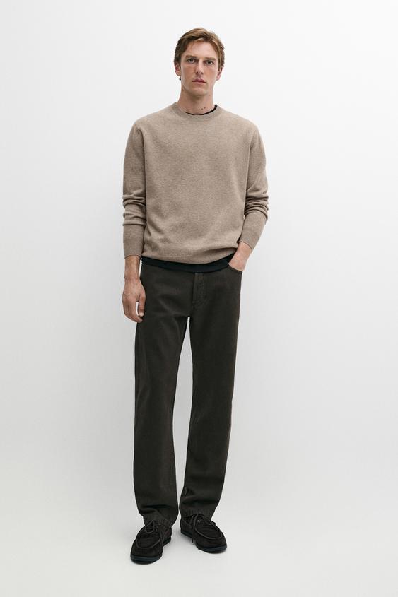 Zara Wool blend round neck knit sweater - Mink - Image 0