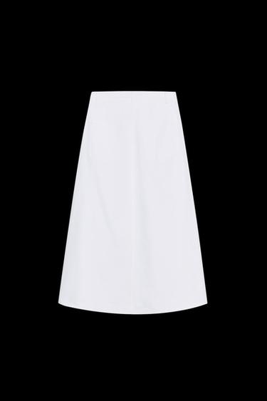 FALDA Z1975 MIDI DENIM CAPA - Blanco de Zara