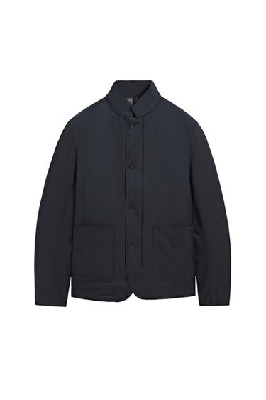 Stand-up collar down jacket — Navy / White 1