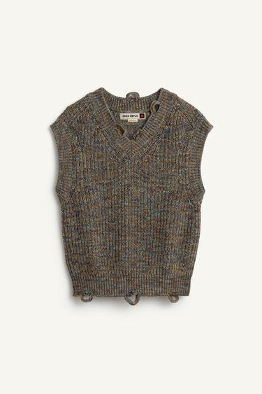 KNIT VEST - Grey / Blue by Zara