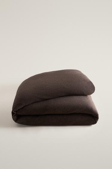 HERRINGBONE WOOL BEDSPREAD - Anthracite Grey by Zara