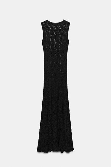 VESTIDO MIDI ENCAJE - Negro de Zara - Imagen 0
