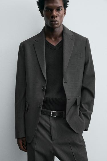 CHECK SUIT BLAZER - Brown-Blue by Zara