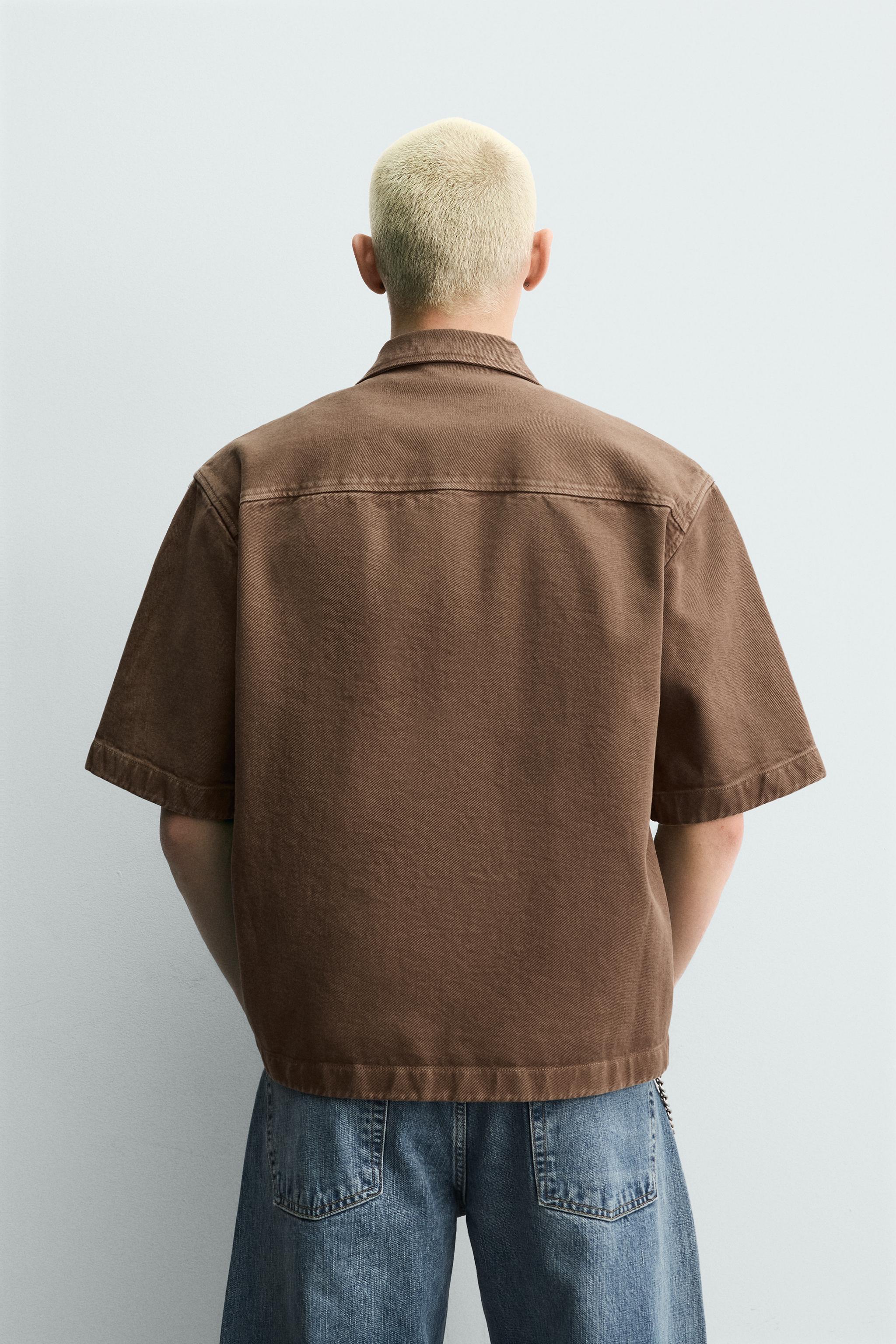 RELAXED FIT ZIP OVERSHIRT - Blue | ZARA United States