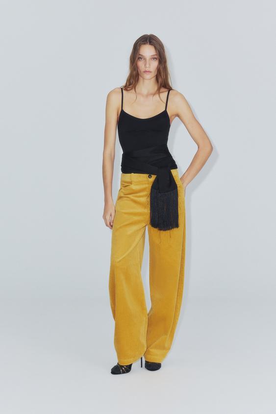 PANTALON EN VELOURS CÔTELÉ ZW COLLECTION - Jaune de Zara - Image 1