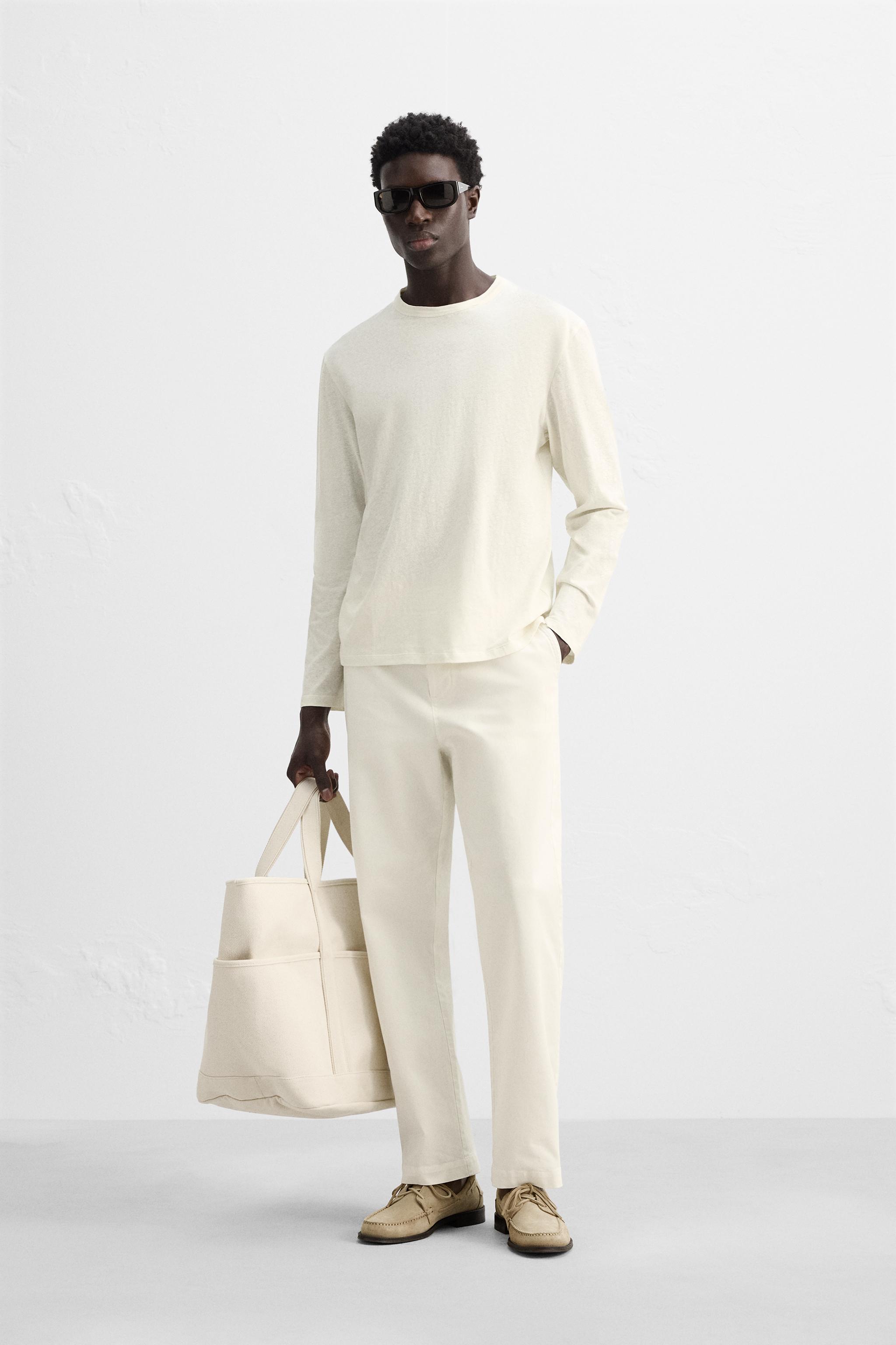 国内発送★ZARA★コットンヘンプ*Tシャツ コットン - ヘンプ Tシャツ - エクリュ | ZARA Japan / 日本