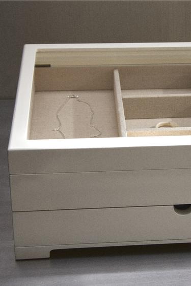 BOÎTE À BIJOUX LAQUÉE GRAND TIROIR COUVERCLE - Blanc de Zara - Image 4