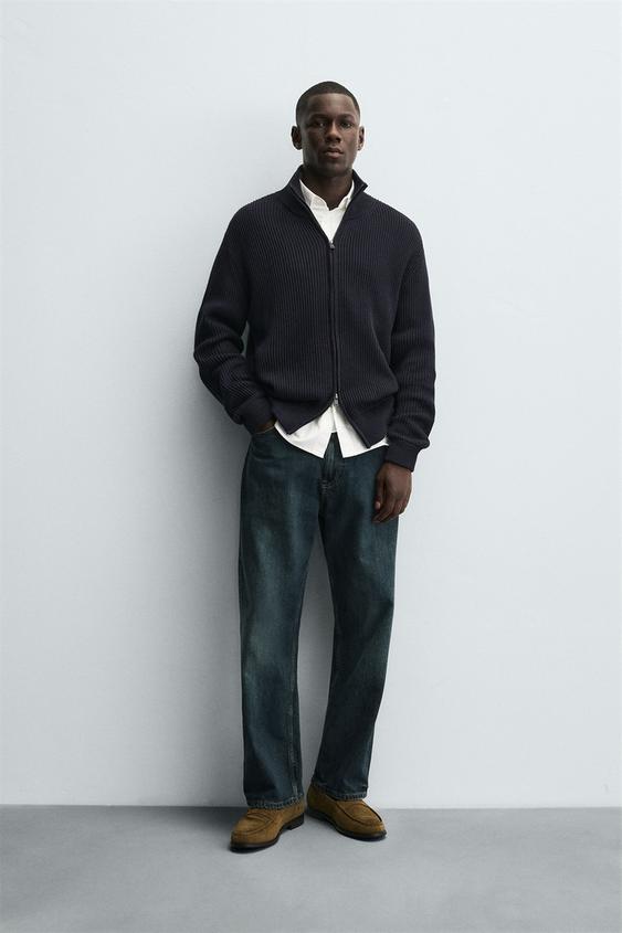 PURL KNIT CARDIGAN WITH ZIP