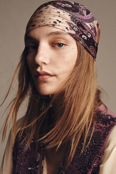 PAÑUELO ESTAMPADO CON SEDA - Malva de Zara