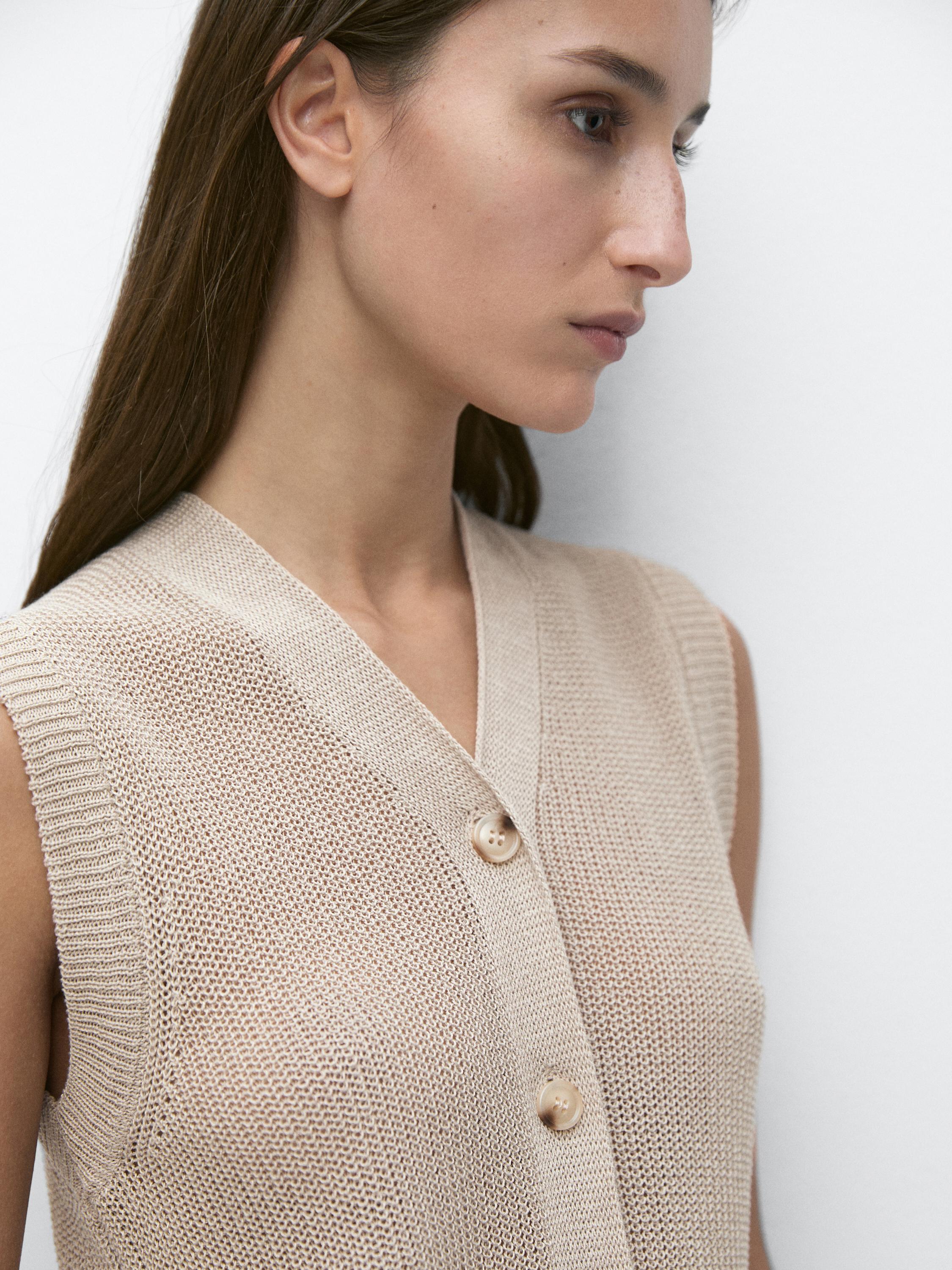 Gilet en maille à col montant