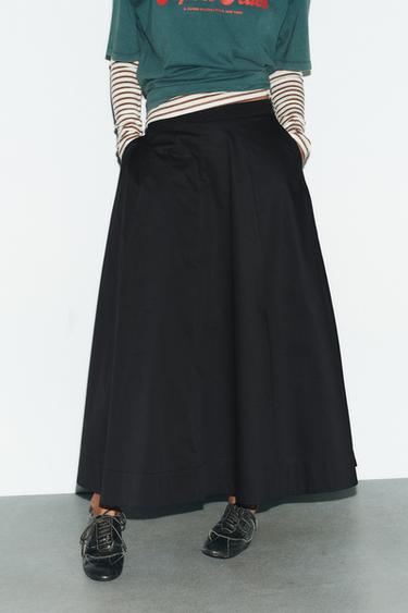 JUPE MI-LONGUE PLISSÉE - Noir de Zara - Image 1