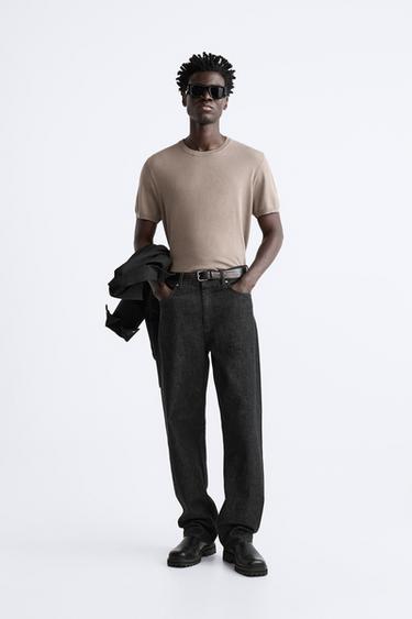 CAMISETA PUNTO REGULAR FIT - Marrón / Topo de Zara - Imagen 0