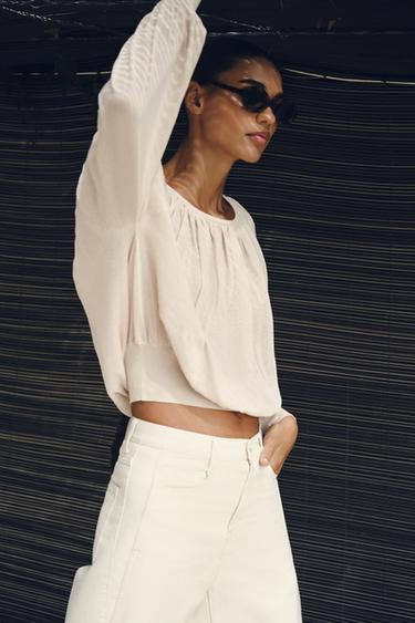 KNIT BOAT NECK BLOUSE - Sand by Zara