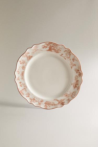 TOILE DE JOUY PORCELAIN DINNER PLATE - Pink / White by Zara