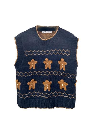 GINGERBREAD COOKIES KNIT SWEATER VEST