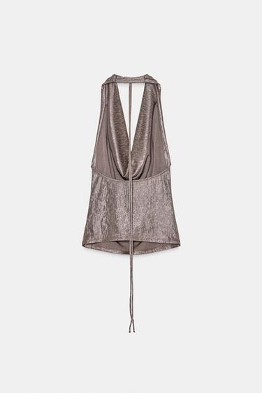 TOP HALTER DRAPÉ - Argent de Zara - Image 8