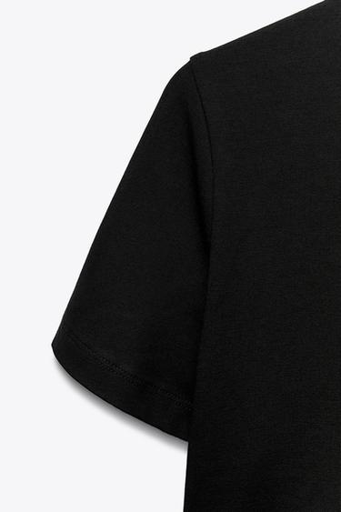 CROPPED STRETCH T-SHIRT - Black by Zara - Image 6