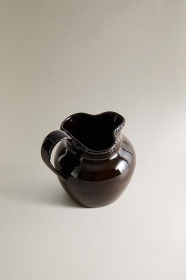 STONEWARE JUG WITH RAISED DESIGN - Brown by Zara - Image 1