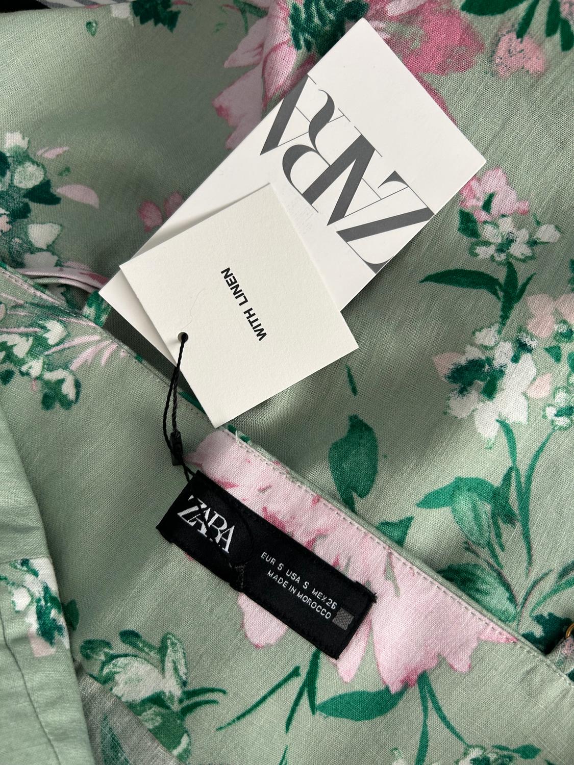 LINEN-BLEND FLORAL PRINT MIDI DRESS - Image 6