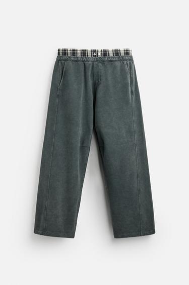 CALÇA JOGGER DE CINTURA DUPLA - Antracito-escuro da Zara