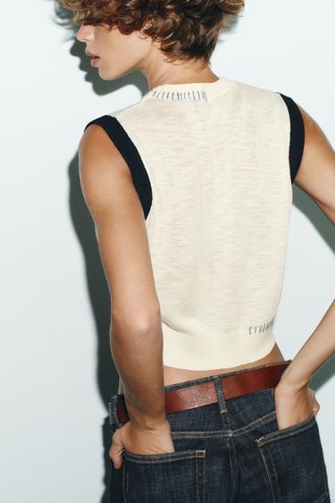 TOP EN MAILLE CONTRASTÉE - unique de Zara - Image 5