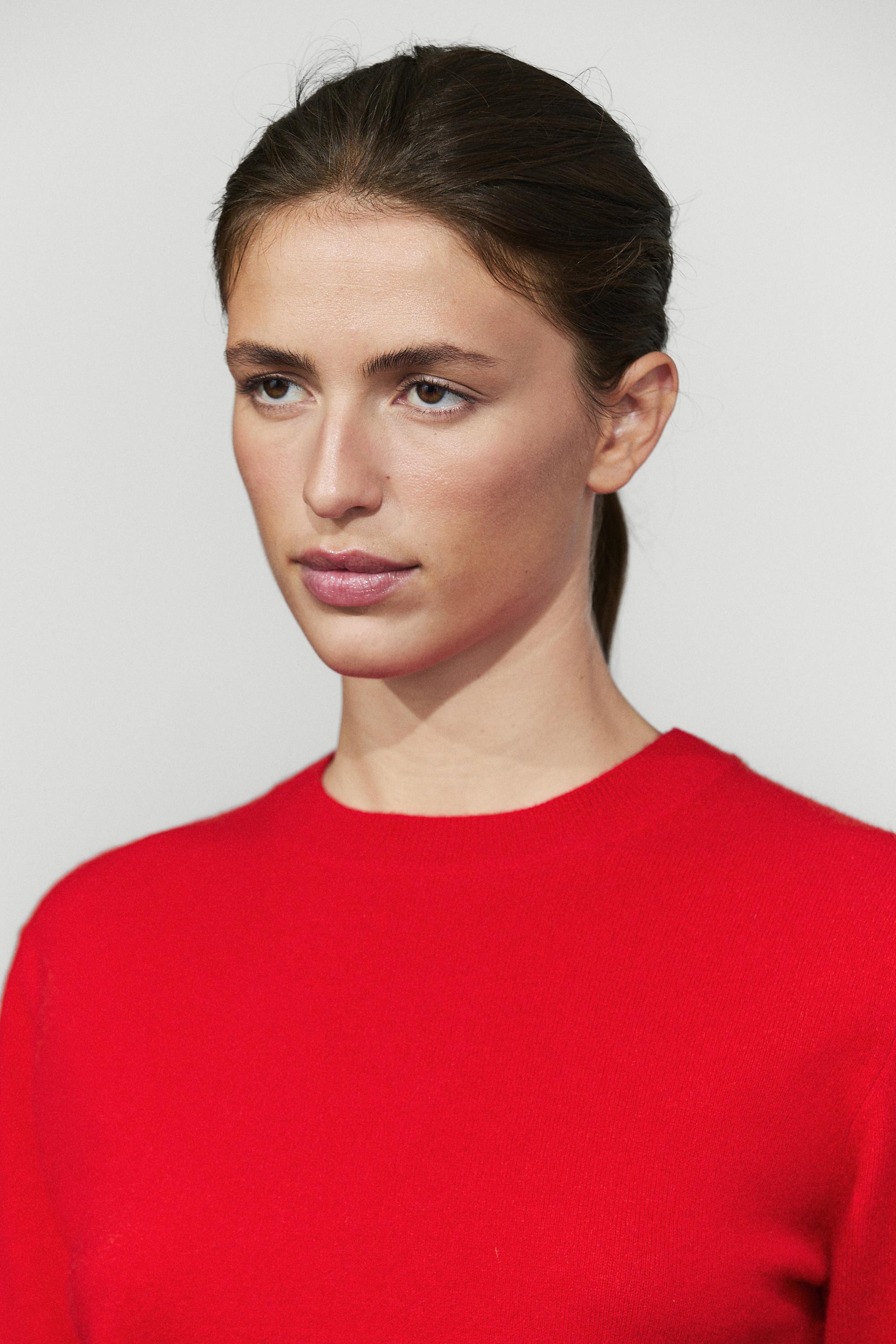Pull en maille manches courtes mélange de laine