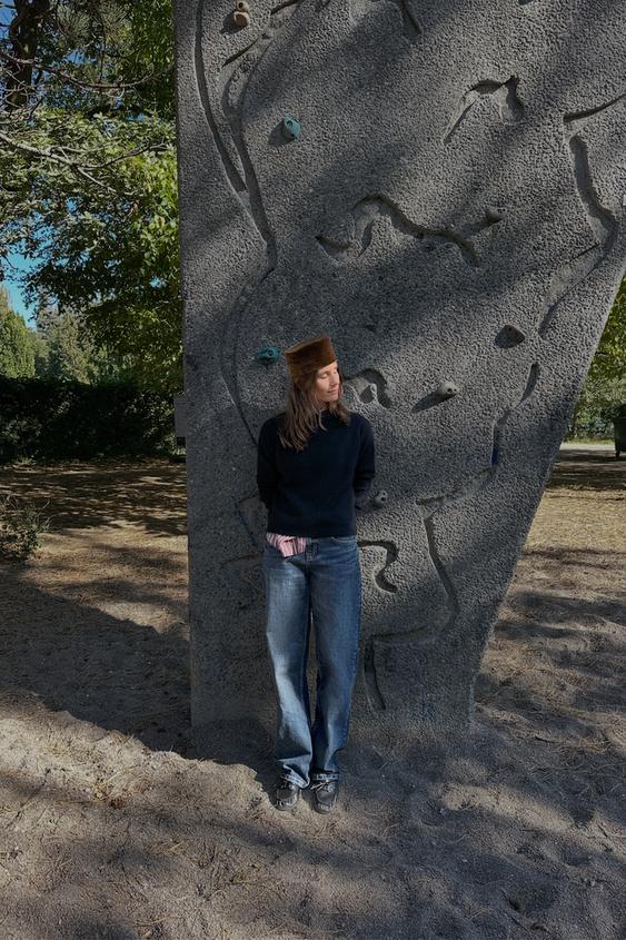 Zara WOOL AND ALPACA BLEND SWEATER - Navy blue - Image 0