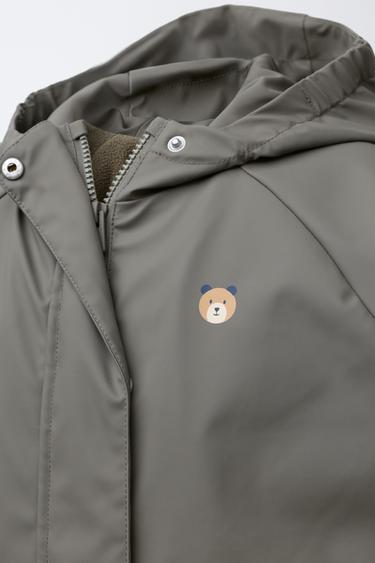 RUBBERISED WATER-RESISTANT RAINCOAT WITH FLEECE LINING - Anthracite grey by Zara - Image 4