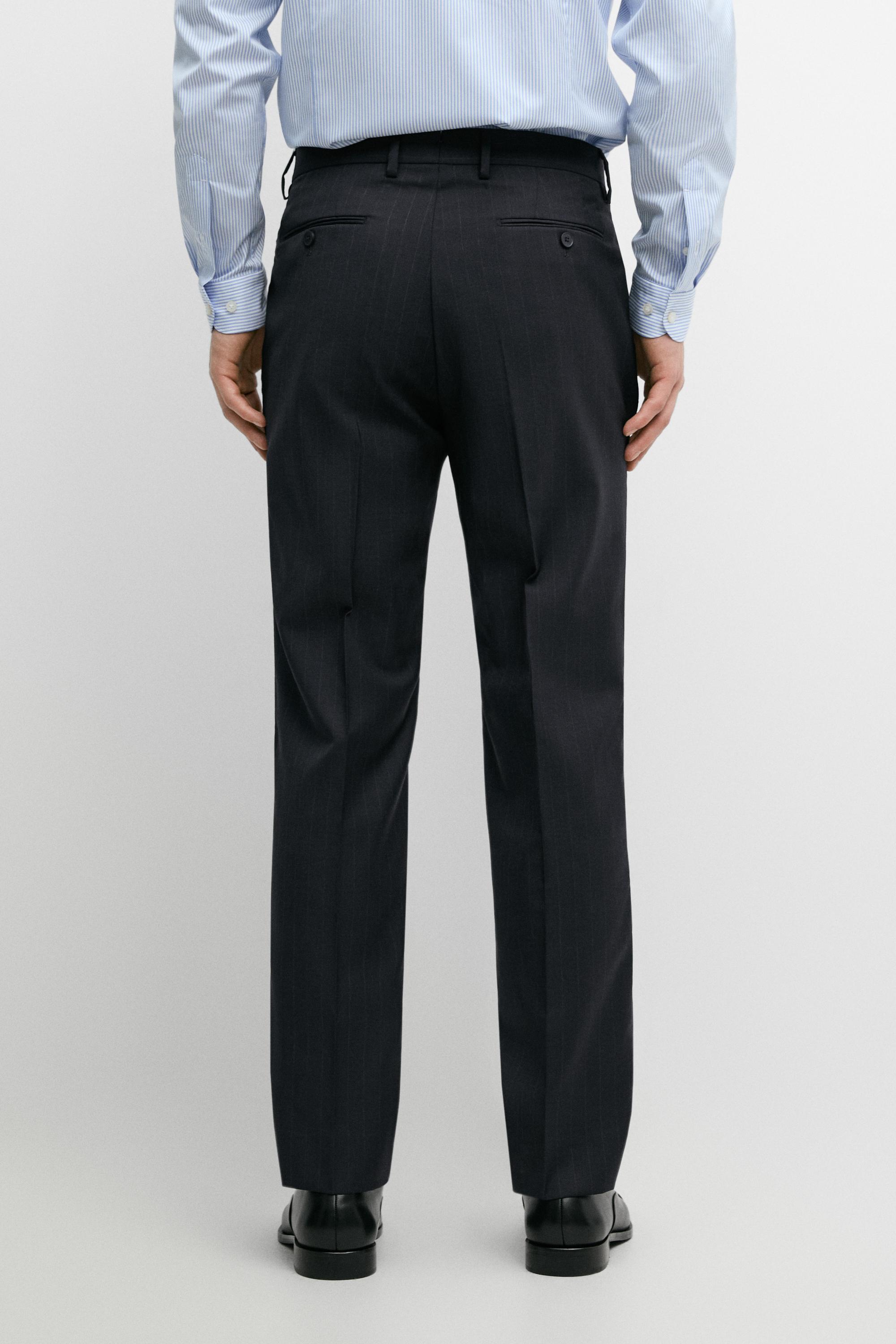 Striped 100% cool wool suit pants