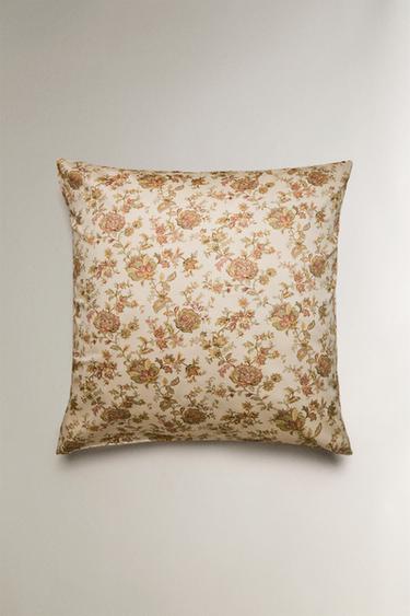 FLORAL SATEEN PILLOWCASE - Beige by Zara - Image 1