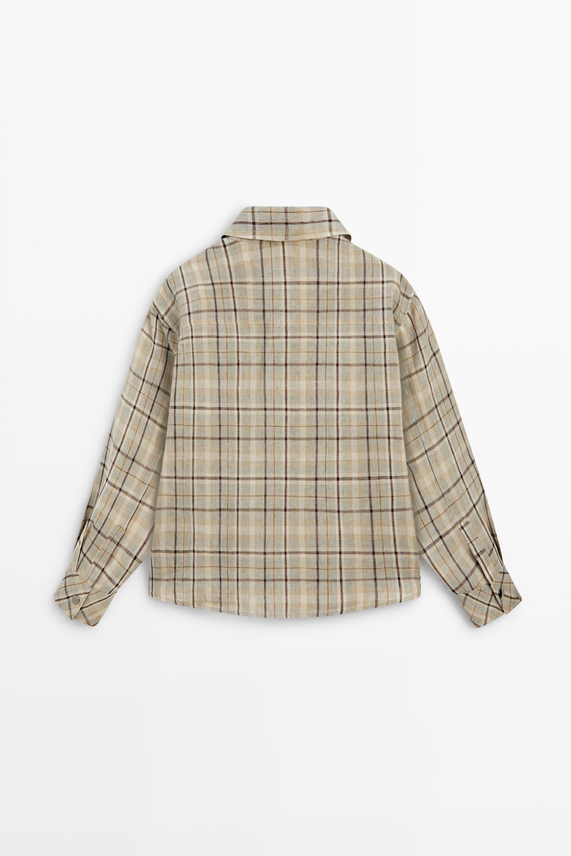 Chemise à carreaux 100 % lin, boutons pression