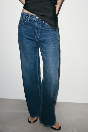 Zara TRF MID-RISE STRAIGHT LEG JEANS - Navy blue